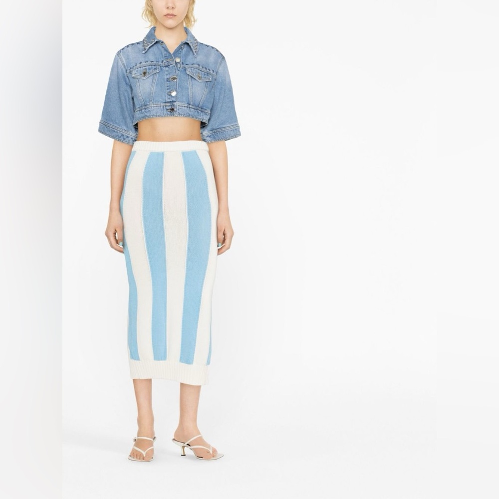 PINKO Record Denim Cropped Jacket (size L)